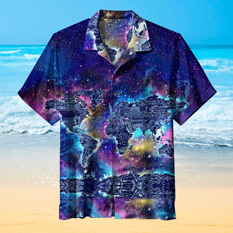 World Map Galaxy Art Hawaiian Shirt