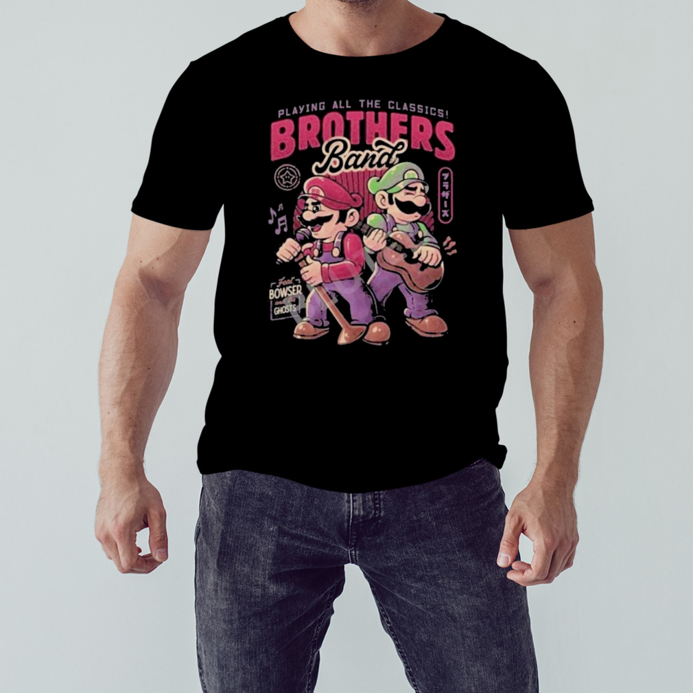 Official super Mario Playing All The Classics Brothers Band Shirt