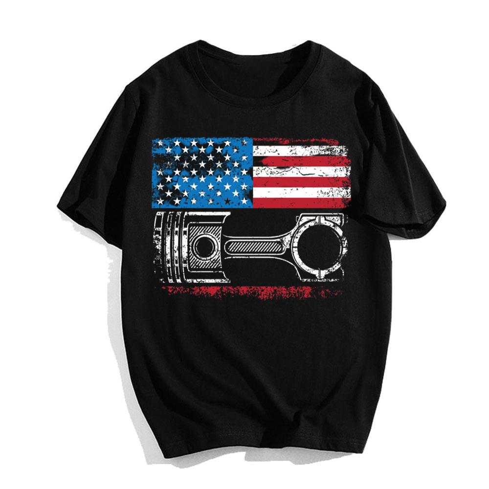 American Flag Patriotic Cars T-Shirt Auto Racing Racer Gifts