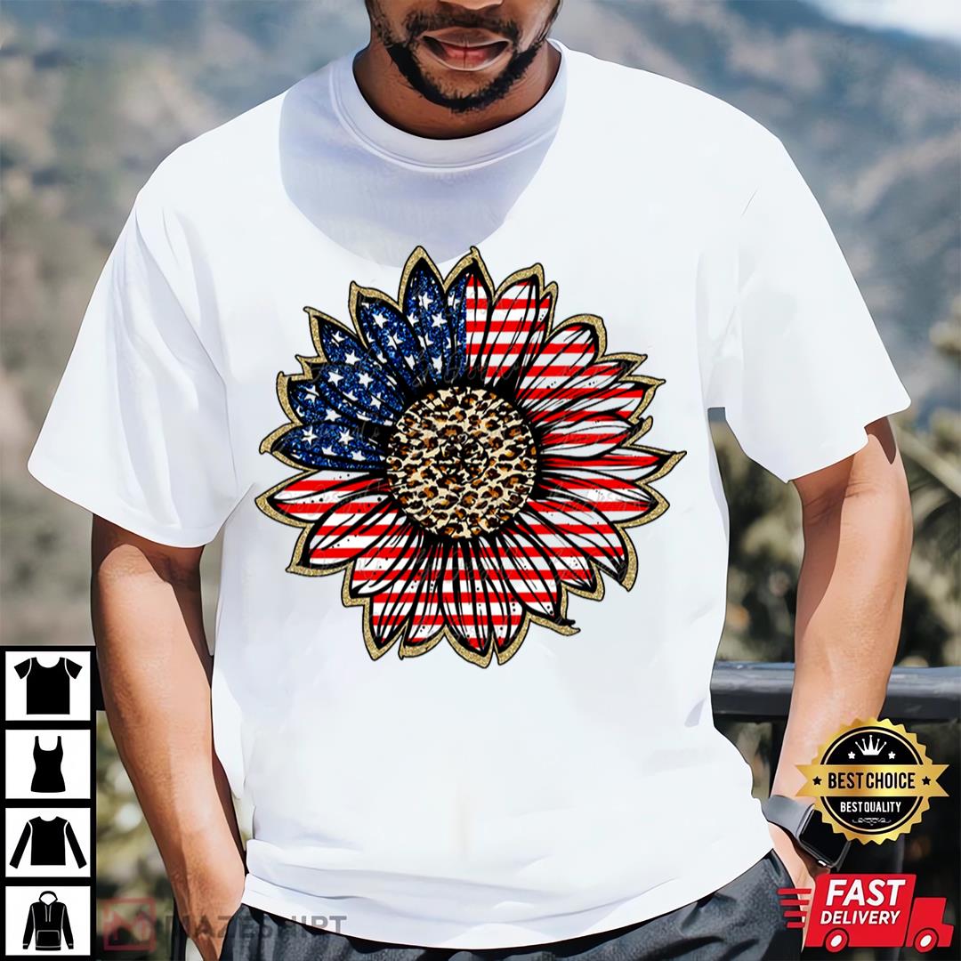 American Flag Sunflower Happy Memorial Day Shirt 4th Of July Day Shirt