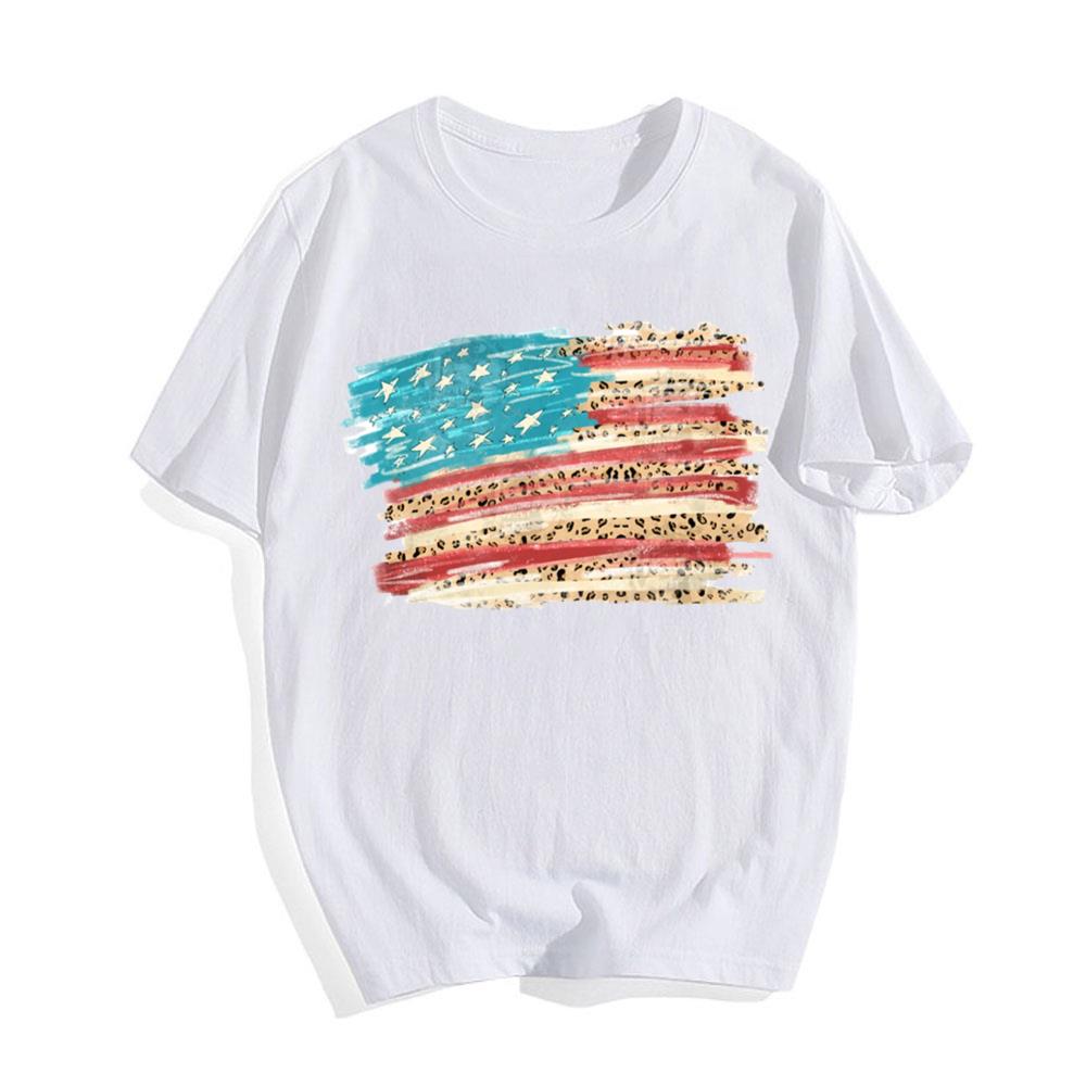 American Flag With Leopard 4th Of July T-shirt