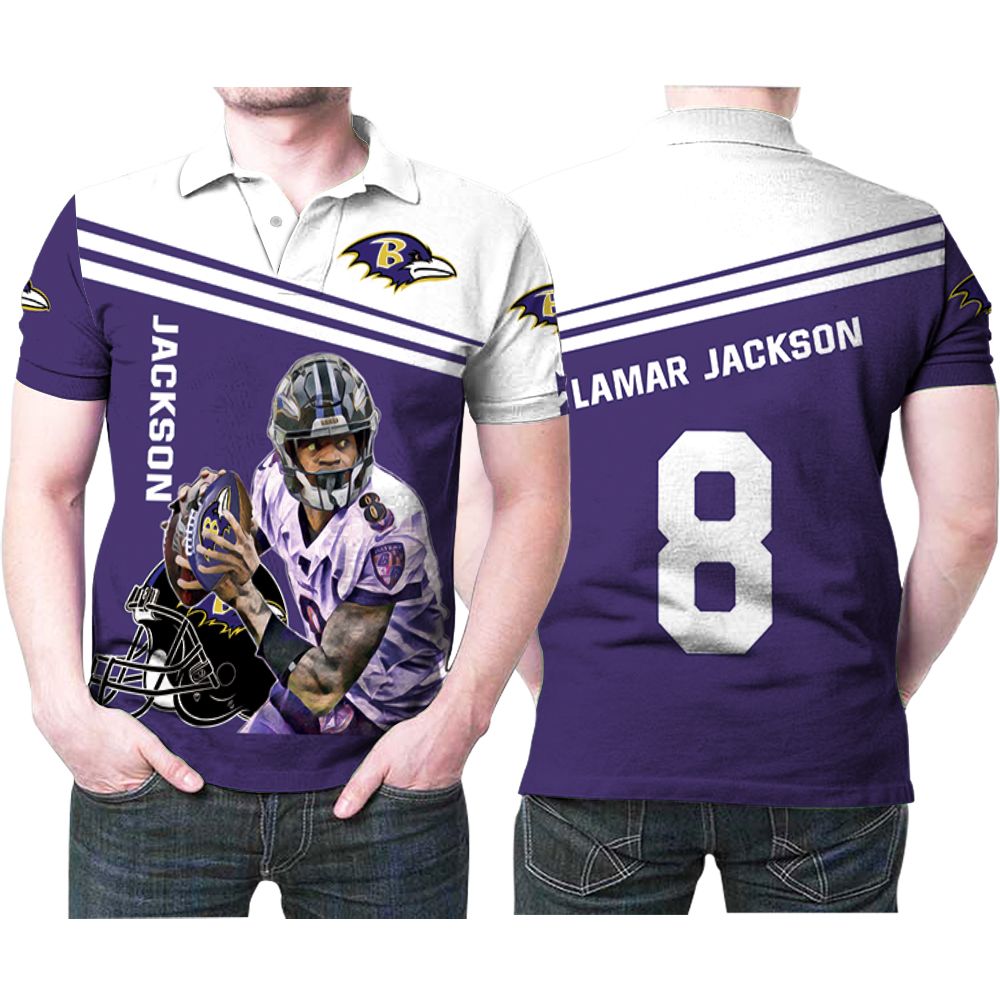 Baltimore Ravens Lamar Jackson 8 Legend Player Nfl American Football 3d Designed Allover Baltimore Fans Lamar Jackson Lovers Polo Shirt