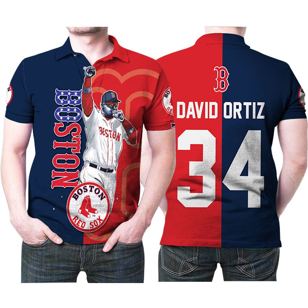 Boston Red Sox David Ortiz 34 Legend Player Mlb Baseball Team 3d Designed Allover Gift For Red Sox Fans Ortiz Lovers Polo Shirt