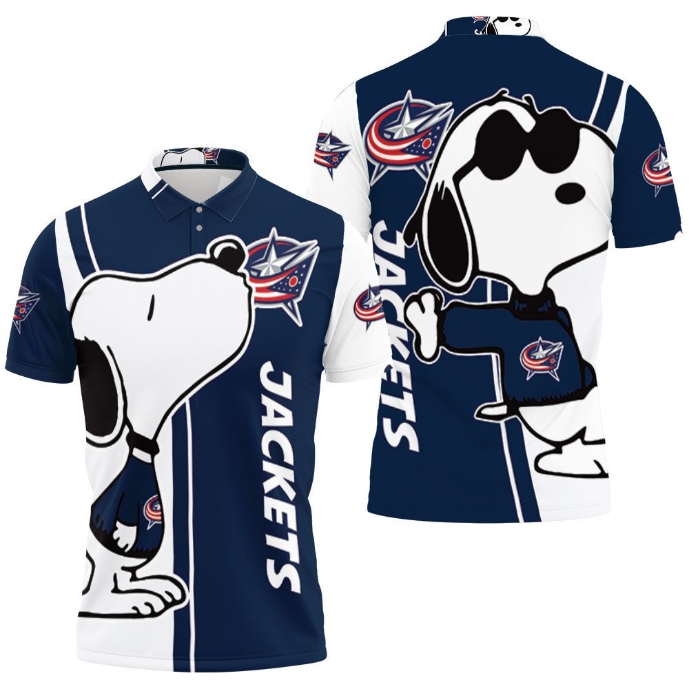 Columbus Blue Jackets Snoopy Lover 3d Printed Polo Shirt All Over Print Shirt 3d T-shirt
