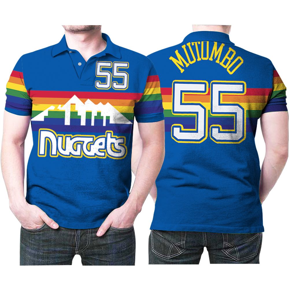 Denver Nuggets Dikembe Mutombo 55 Nba Mitchell Ness 199192 Hardwood Classics Swingman Jersey Style Gift For Nuggets Fans Polo Shirt