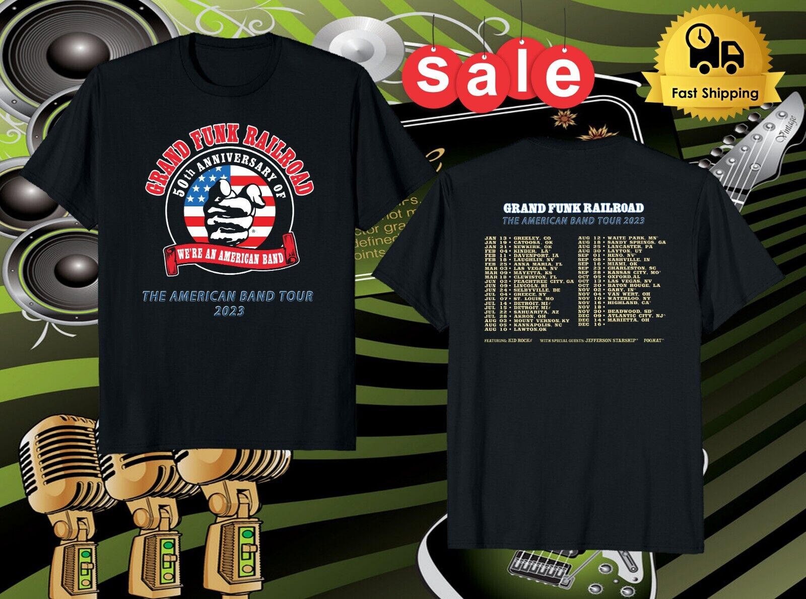 Grand Funk Railroad 2023 North American Tour Rock Band shirt