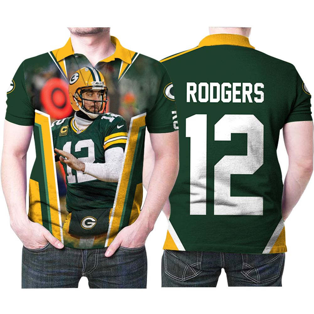 Green Bay Packers Aaron Rodgers Legend 12 Nfl American Football Green 3d Designed Allover Gift For Packers Fans Polo Shirt