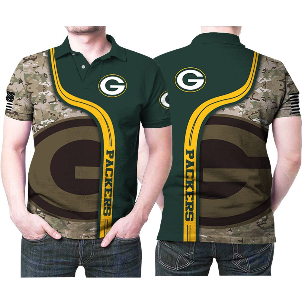 Green Bay Packers Camouflage Pattern American Flag 3d Printed Gift For Green Bay Packers Fan Polo Shirt All Over Print Shirt 3d T-shirt