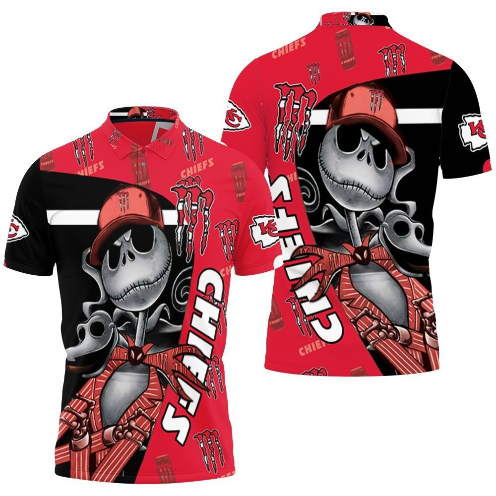 Jack Skellington Monster Energy Logo 3d Printed Kansas City Chief For Fan Polo Shirt All Over Print Shirt 3d T-shirt