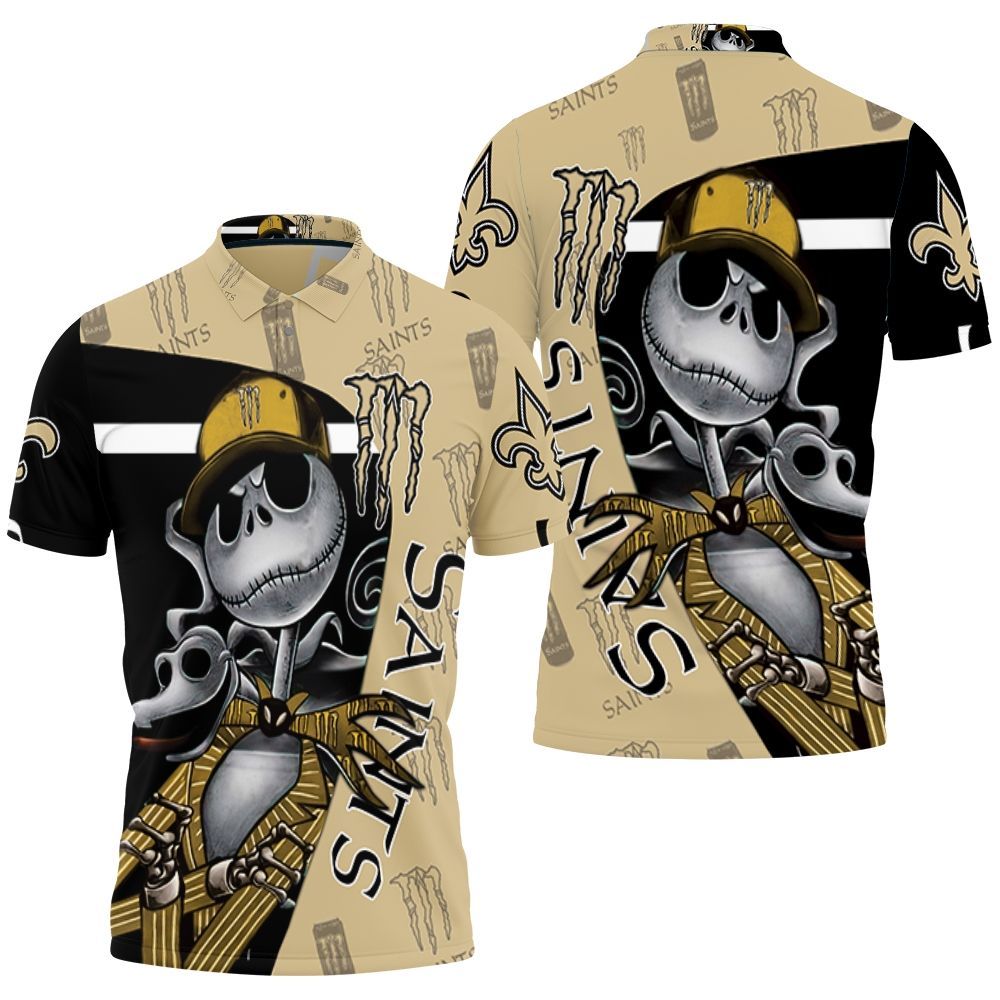 Jack Skellington Monster Energy Logo New Orleans Saints 3d Printed For Fan Polo Shirt All Over Print Shirt 3d T-shirt