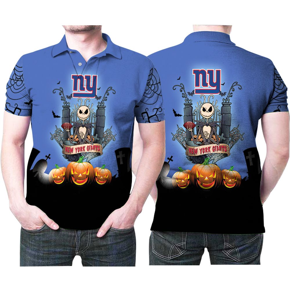 Jack Skellington New York Giants Pumpkins Halloween 3d Printed Gift For New York Giants Fan Polo Shirt All Over Print Shirt 3d T-shirt