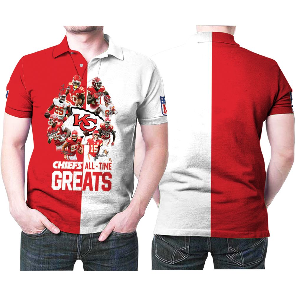 Kansas City Chiefs All Time Greats Players Signatures Nfl American Football Team Gift For Chiefs Fans Polo Shirt All Over Print Shirt 3d T-shirt