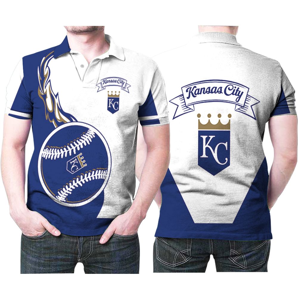 Kansas City Royals Logo Fire Ball 3d Printed Gift For Kansas City Royals Fan Polo Shirt All Over Print Shirt 3d T-shirt