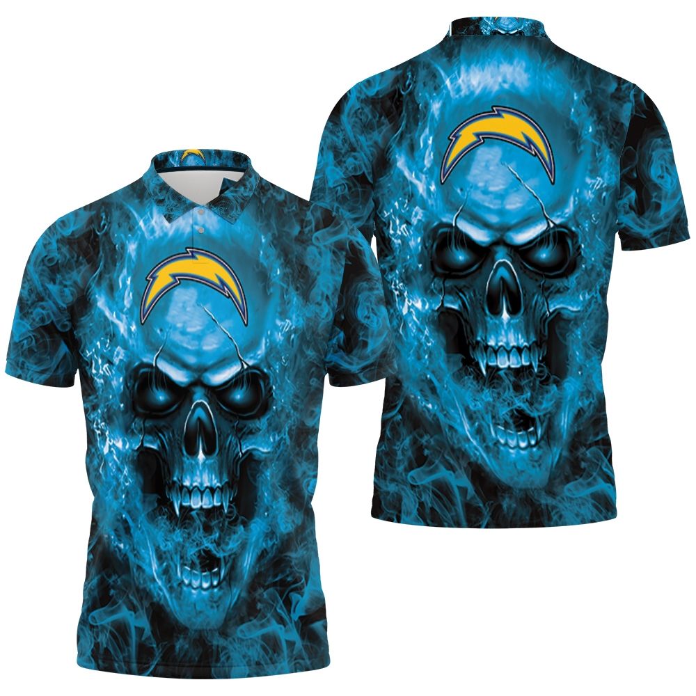 Los Angeles Chargers Nfl Fans Skull Polo Shirt All Over Print Shirt 3d T-shirt