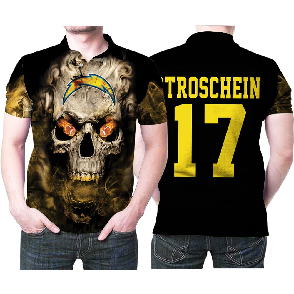 Los Angeles Chargers Stroschenin 17 Nfl American Football Team Logo Lava Skull Gift For Los Angeles Chargers Fans Lovers Polo Shirt