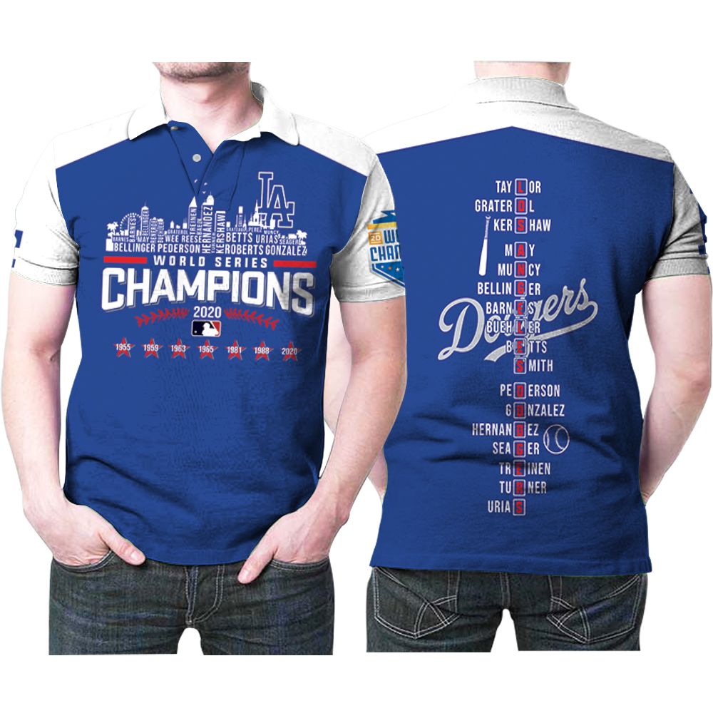 Los Angeles Dodgers Best Players Names Puzzle World Series Champions 3d Printed Gift For Dodgers Fan Polo Shirt All Over Print Shirt 3d T-shirt