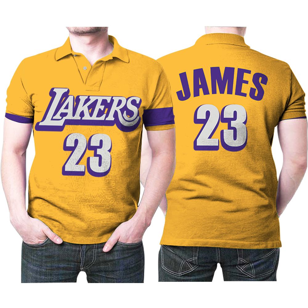 Los Angeles Lakers Lebron James 23 Nba Basketball 2020 Finished Swingman Yellow City Edition Jersey Style Gift For Lakers Fans Polo Shirt