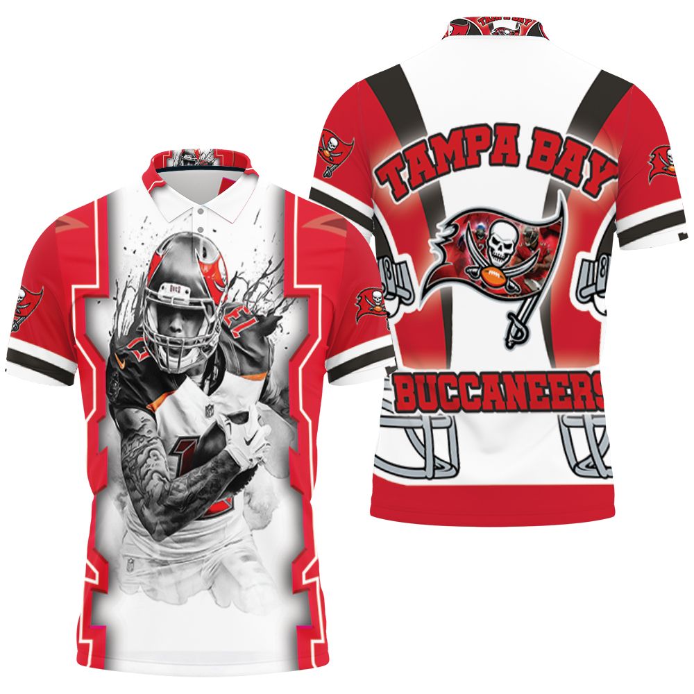 Mike Evans #13 Tampa Bay Buccaneers Nfc South Division Champions Super Bowl 2021 Black And White Polo Shirt All Over Print Shirt 3d T-shirt