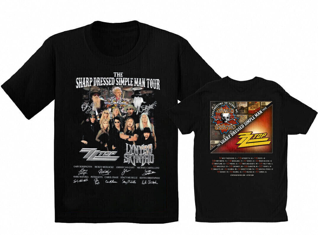 The Sharp Dressed Simple Man Tour Zz Top Lynyrd Skynyrd Signatures 2023 T-shirt