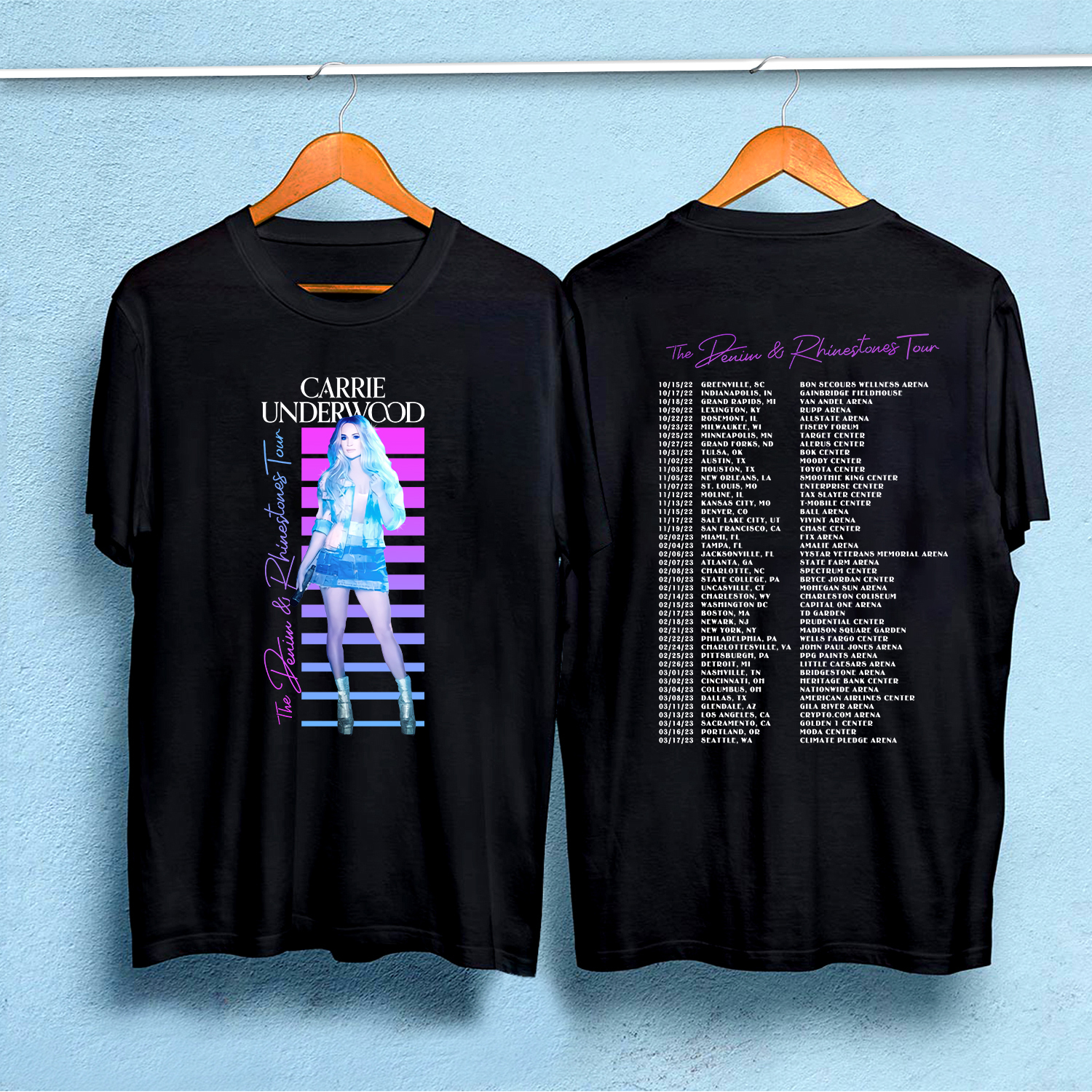 Top Carrie Underwood Denim And Rhinestones Tour 2023 Tee