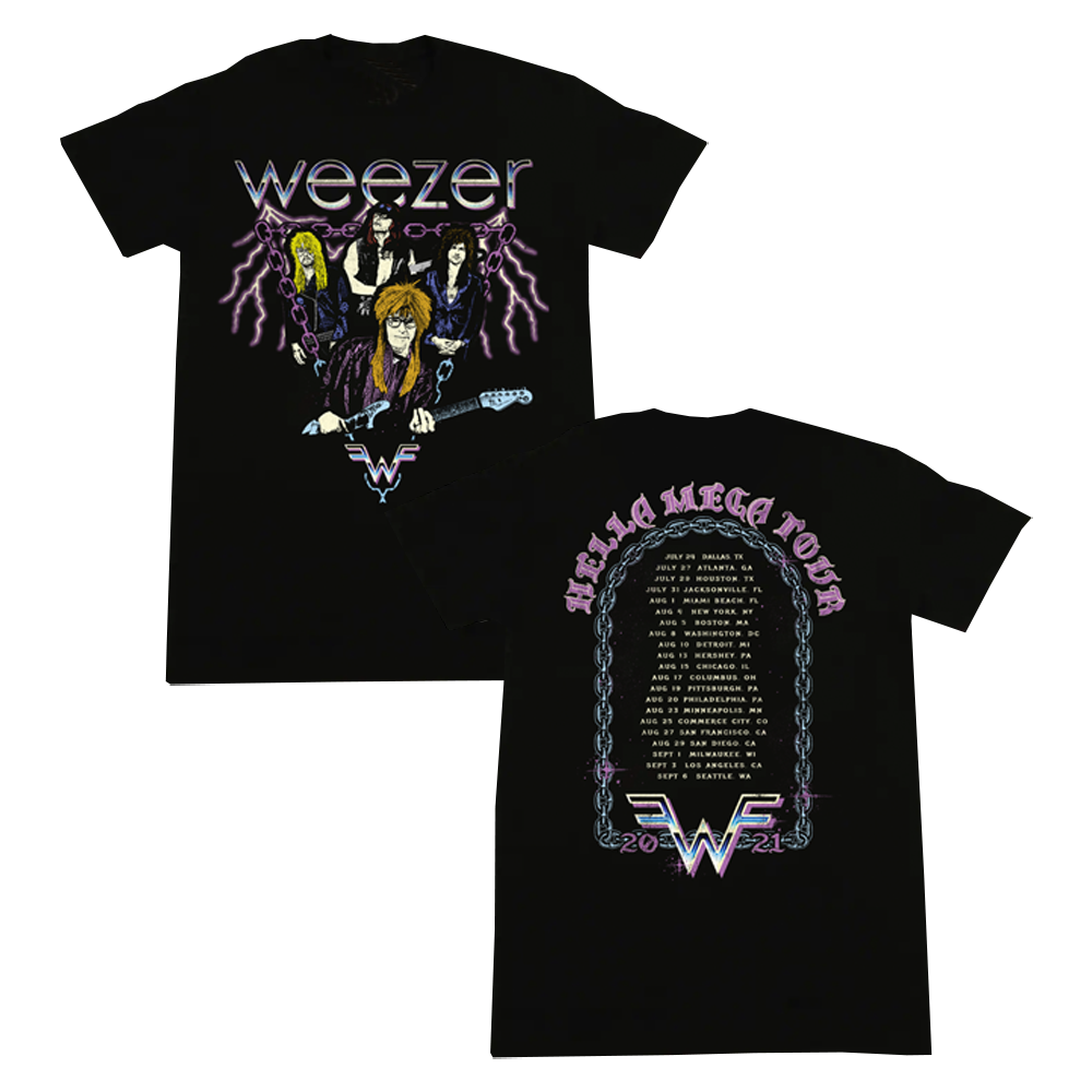 Weezer Shirt Tour 2023 Metal Rock Gift Double Sided Black Tshirt