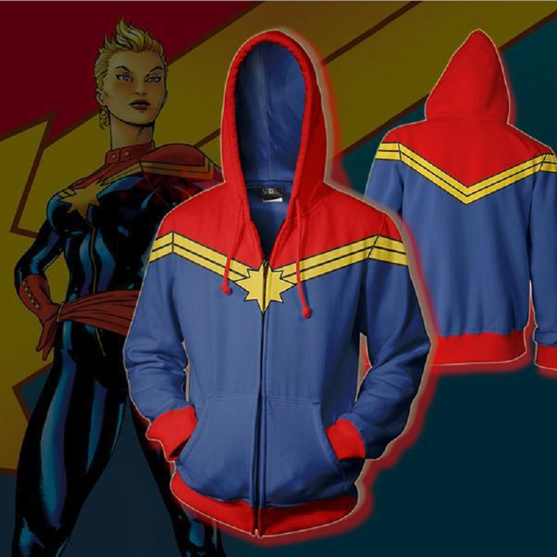 Captain Marvel Hoodie - Carol Danvers Zip Up Hoodie