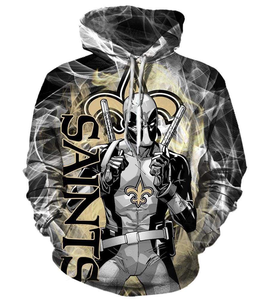 Deadpool New Orleans Saints Hoodies - Pullover Black Hoodie