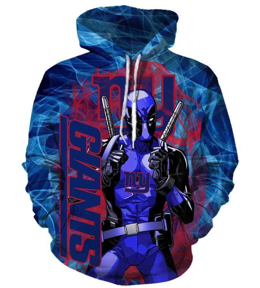 Deadpool New York Giants Hoodies - Pullover Blue Hoodie