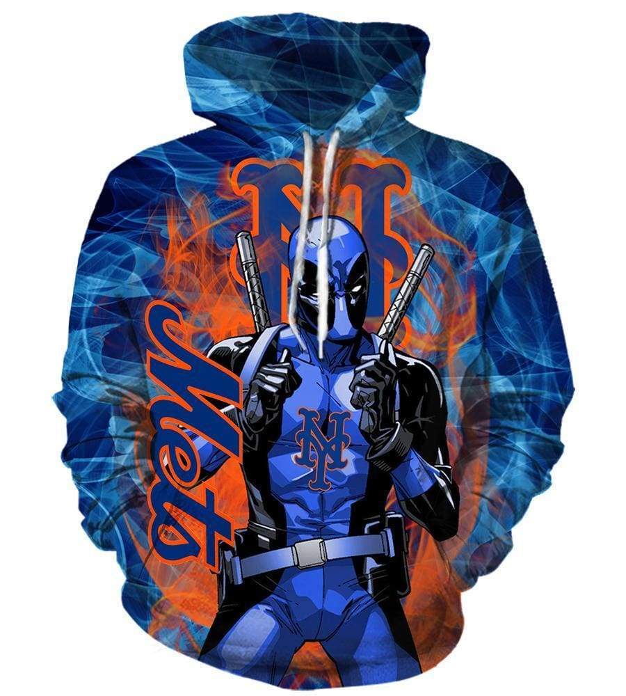 Deadpool New York Mets Hoodies - Pullover Orange Hoodie