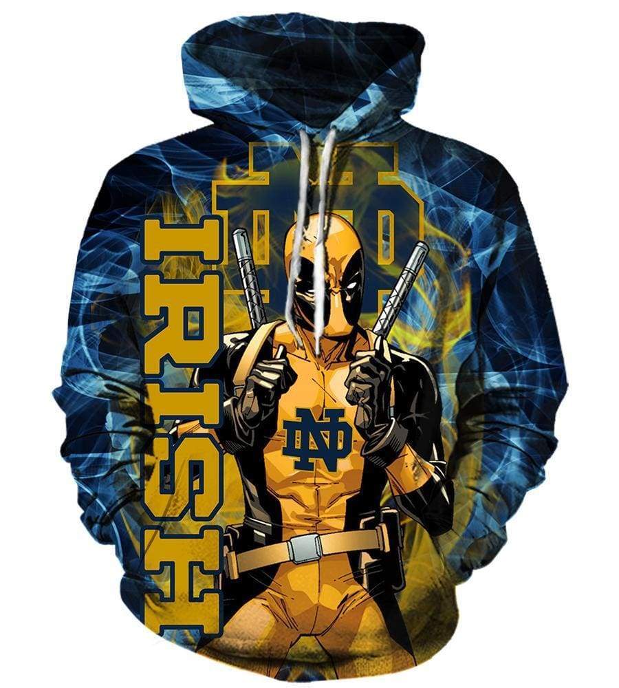 Deadpool Notre Dame Fighting Irish Hoodies - Pullover Yellow Hoodie