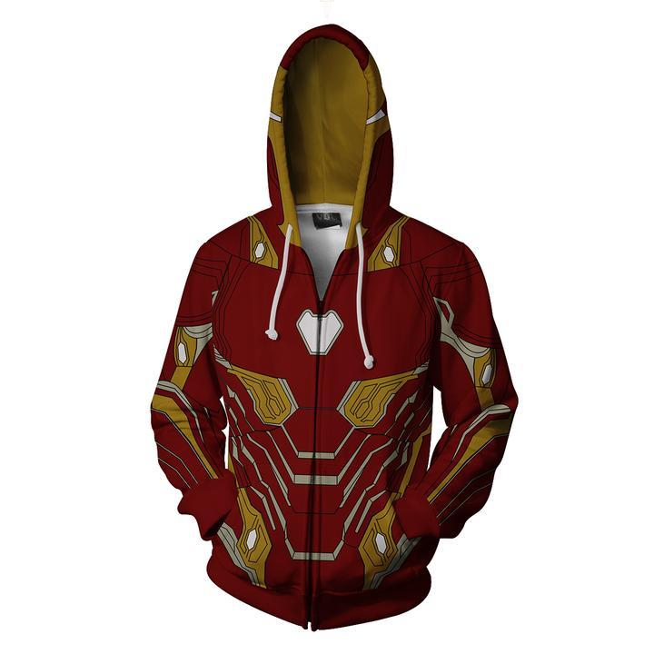 Iron Man Hoodies - Zip Up Iron Man Mark 50 Cosplay Hoodie