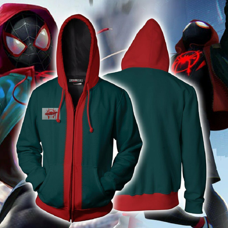 Spider-Man Into the Spider-Verse Hoodie - Miles Morales Zip Up Hoodie