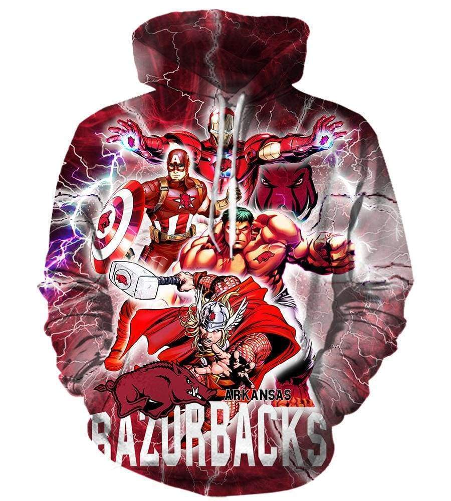 The Avengers  Arkansas Razorbacks Hoodies - Pullover Red Hoodie