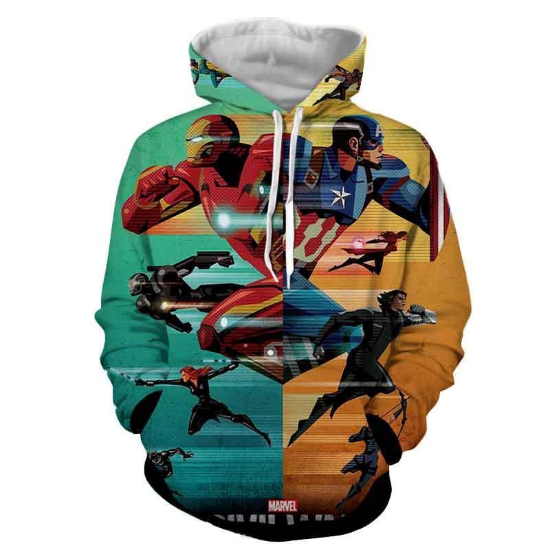 The Avengers All Heros Hoodies - Pullover Blue Yellow Hoodie