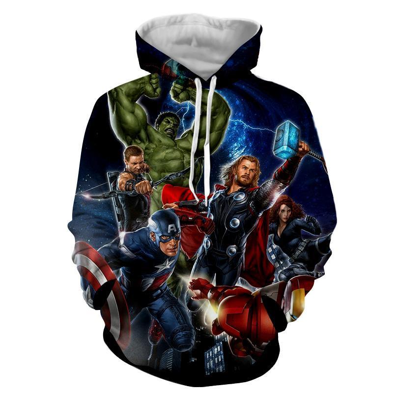 The Avengers All Super Heros Marvel Hoodies - Pullover Black Pullover