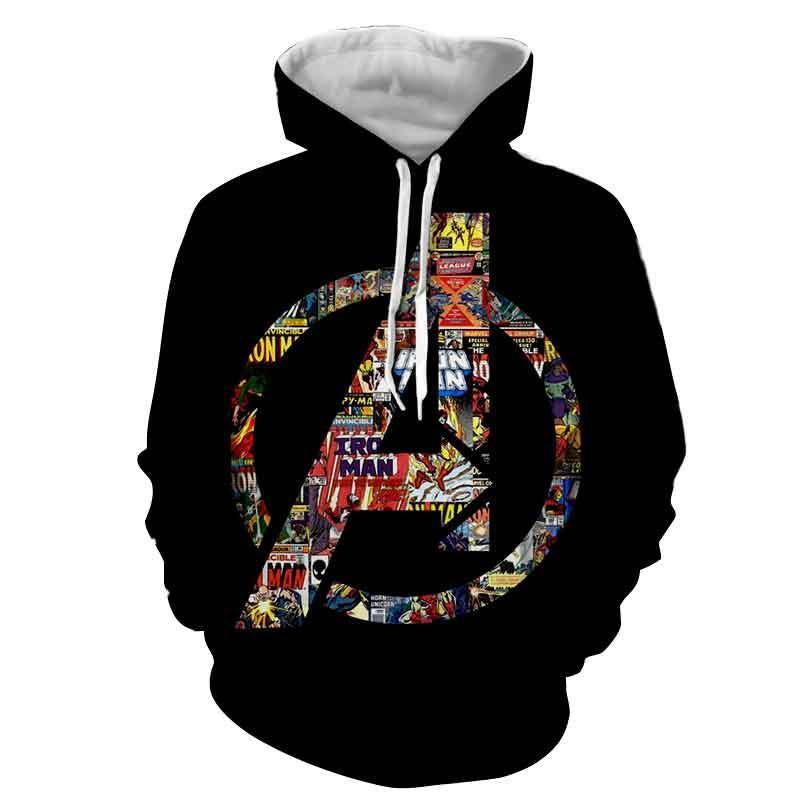 The Avengers Big A Printed Hoodies - Pullover Black Hoodie