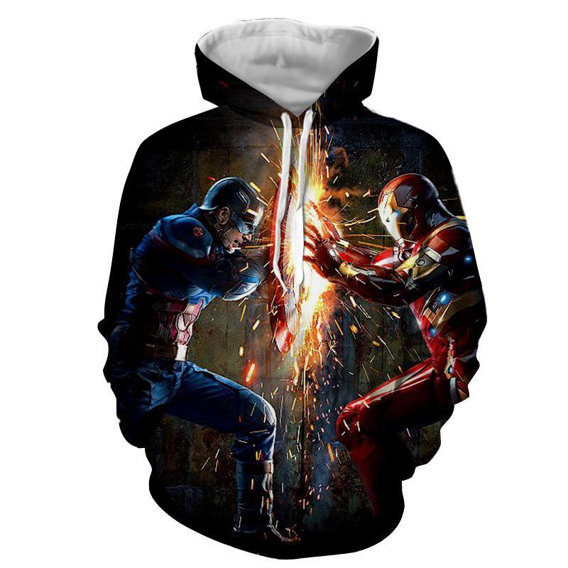 The Avengers Captain America Iron Man Hoodies - Pullover Black Hoodie