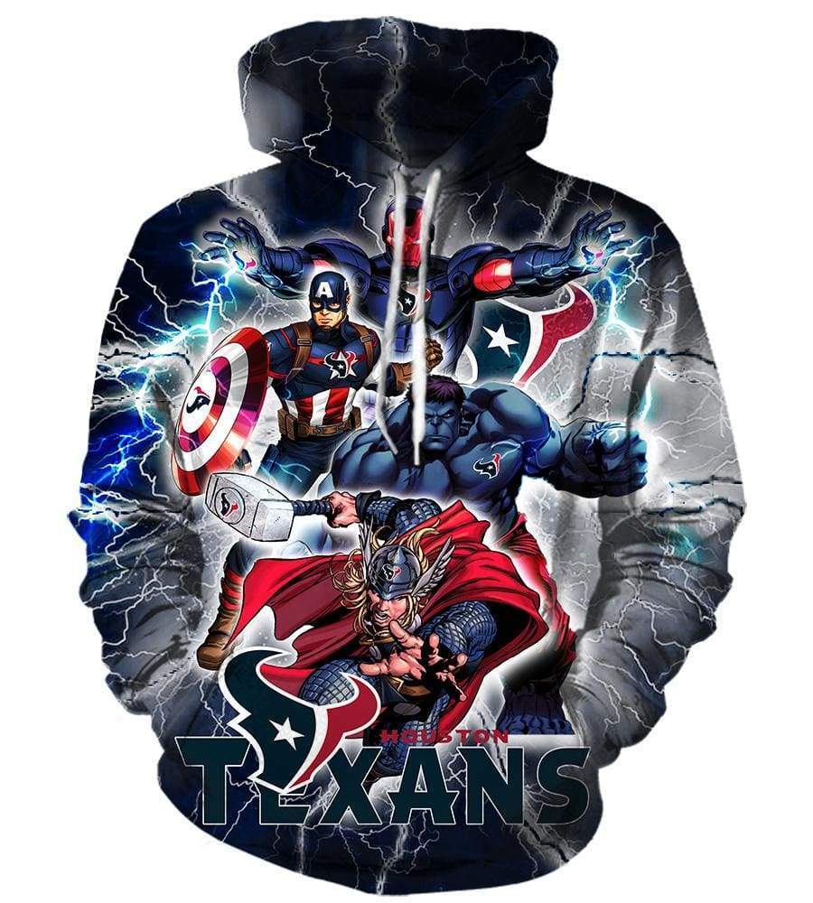 The Avengers Houston Texans Hoodies - Pullover Black Hoodie