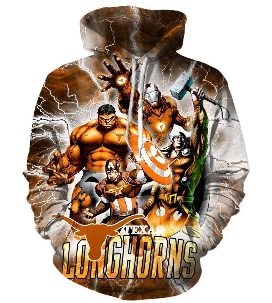 The Avengers Texas Longhorns Hoodies - Pullover Orange Hoodie