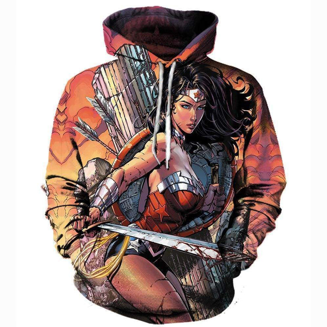 The Avengers Wonder WomenDC Comics Hoodies - Pullover Red 3D Hoodie