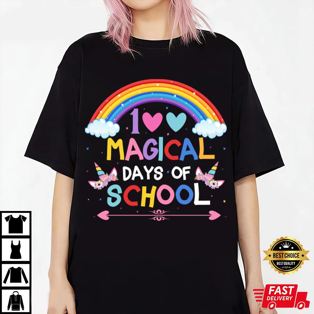 100 Days Of School Magical Unicorn Girls T-Shirt