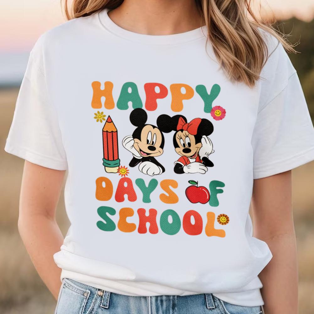 100 Days Of School Mickey And Minnie Shirt, Happy 100th Day Of School Shirt, 100 Days Celebration Shirt