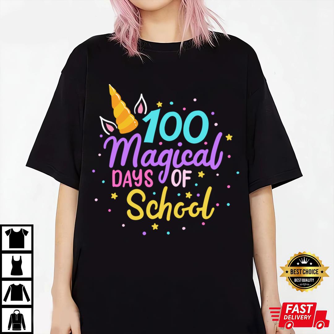 100 Days of School Unicorn Teacher Student T-Shirt