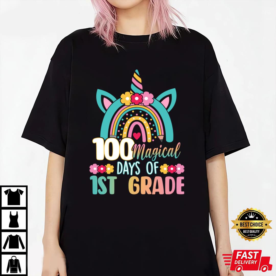 100 Magical Days Of Kindergarten School Unicorn Girl T-Shirt