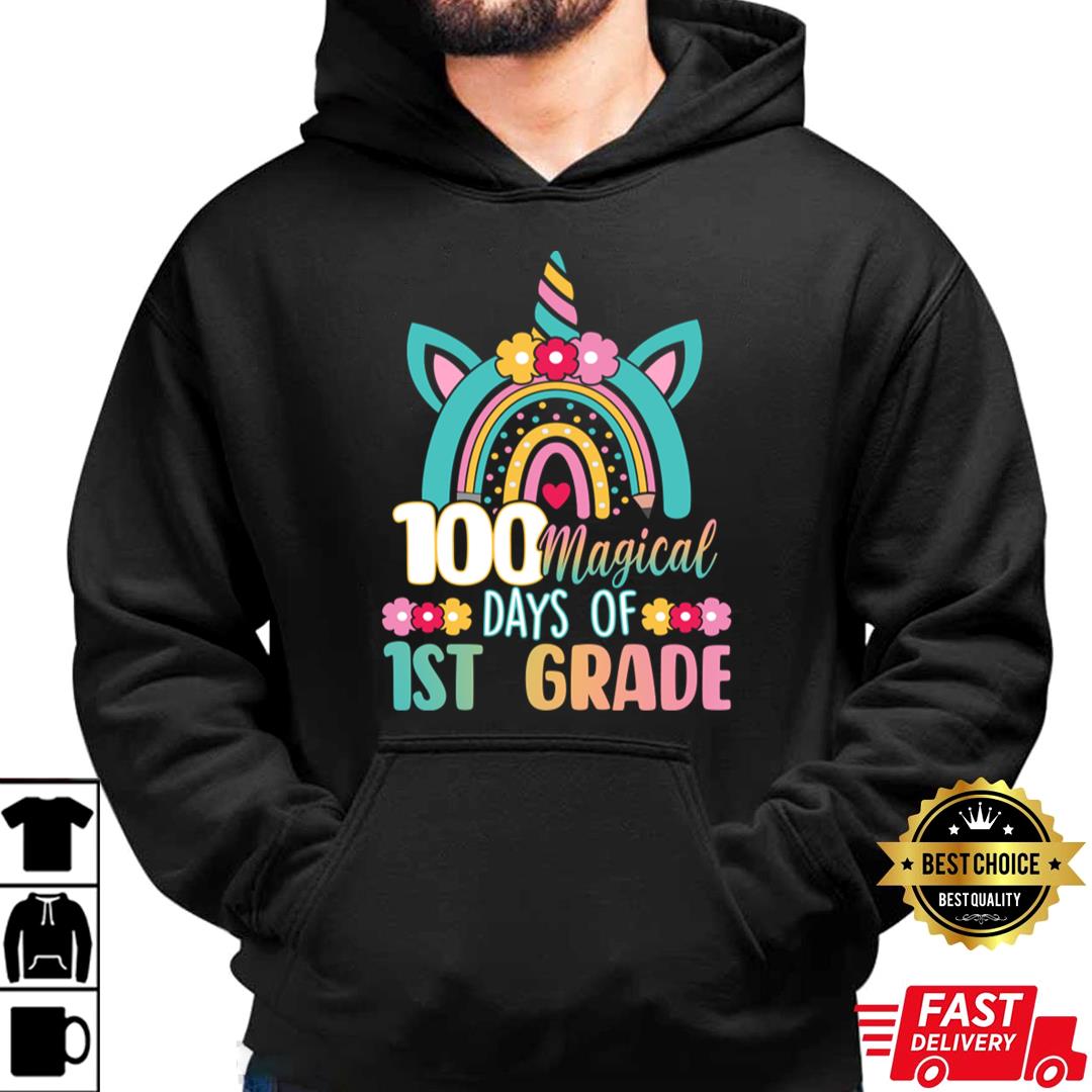 100 Magical Days Of Kindergarten School Unicorn Girl T-Shirt