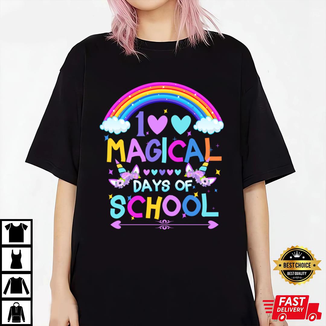 100th Day Of School Magical Rainbow Unicorns Student Teacher Cute T-Shirt