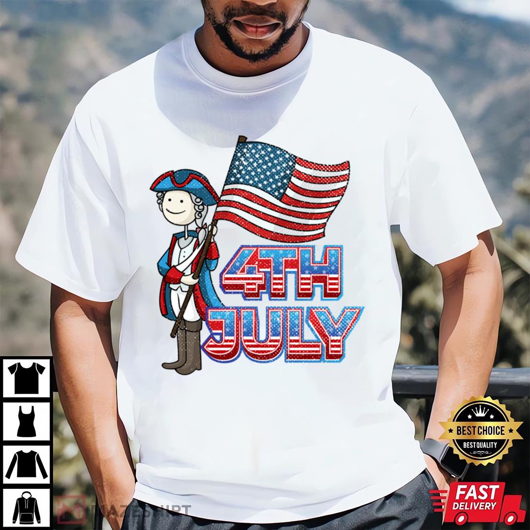 4th July Illustration America Flag T-shirt