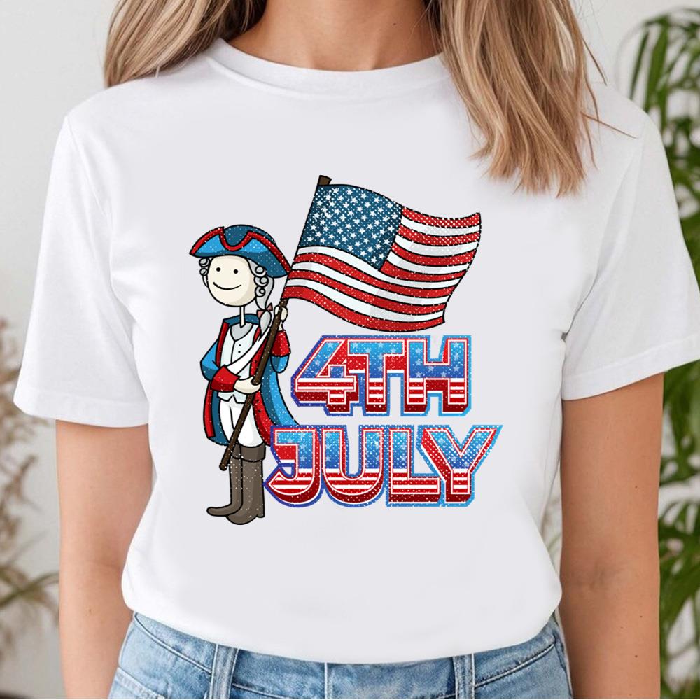 4th July Illustration America Flag T-shirt
