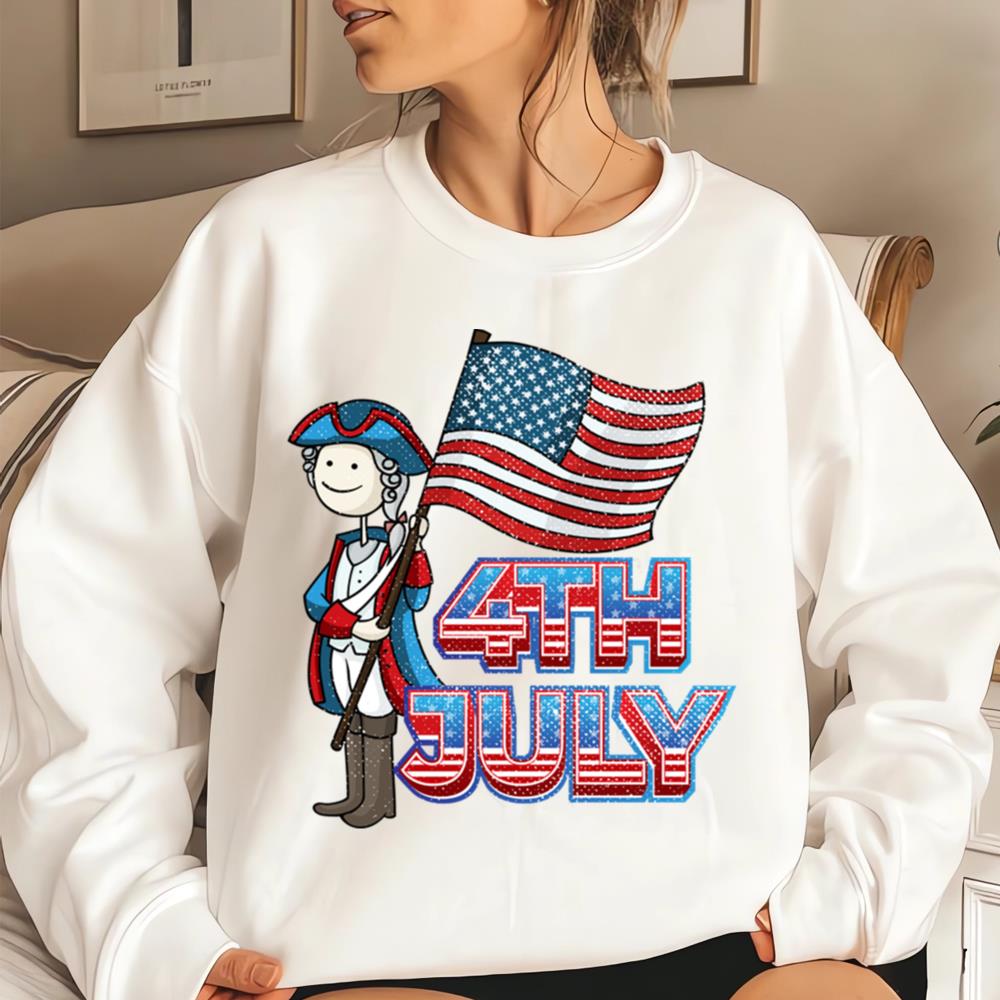 4th July Illustration America Flag T-shirt