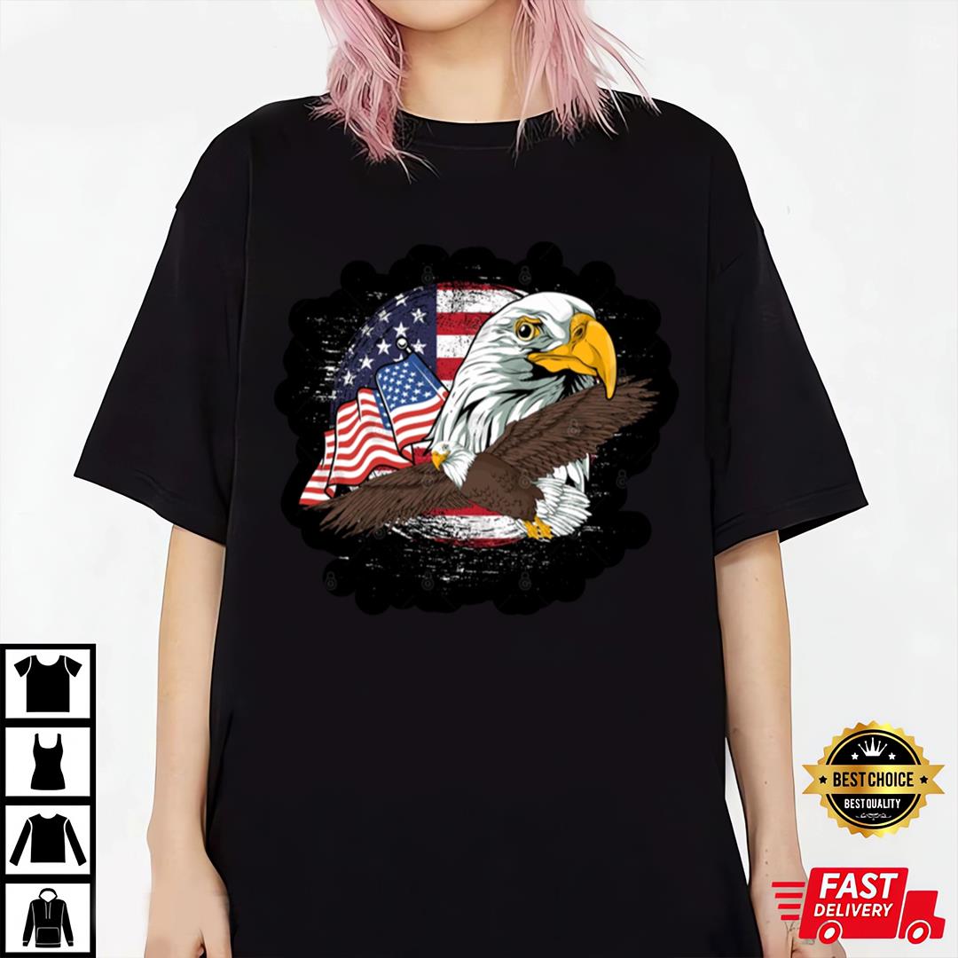 4th Of July American Bald Eagle Sticker Shirt, Coulple Eagle Shirt